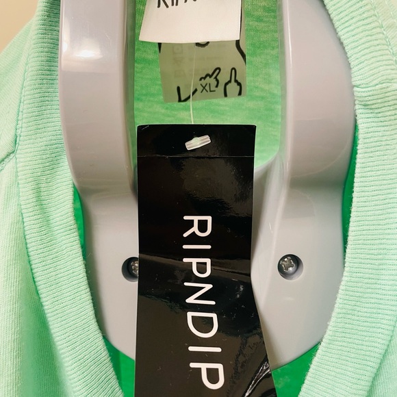 RIPNDIP Light Green Lord Nermal Cat Hanging from Upside-Down Pocket T-Shirt XL - Picture 3 of 6